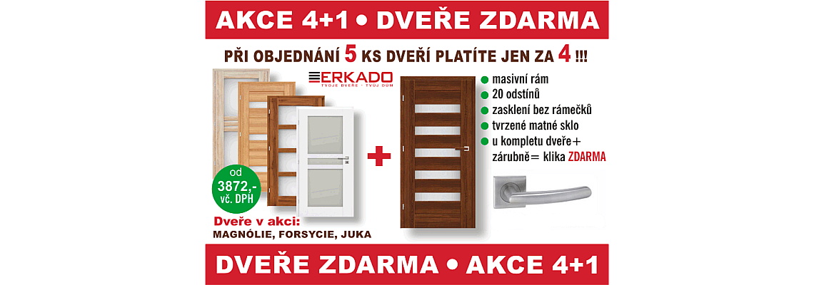 Akce na vnitřní dveře 4+1 Zdarma! - UKONČENA Akce na vnitřní dveře 4+1 Zdarma! - UKONČENA