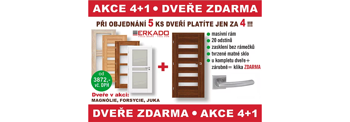 Akce na vnitřní dveře 4+1 Zdarma! - UKONČENA Akce na vnitřní dveře 4+1 Zdarma! - UKONČENA