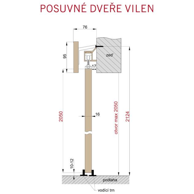 Posuvné dveře na stěnu WERDI PLUS - komplet (dveře + garnýž + kolejnice) Posuvné dveře na stěnu WERDI PLUS - komplet (dveře + garnýž + kolejnice)