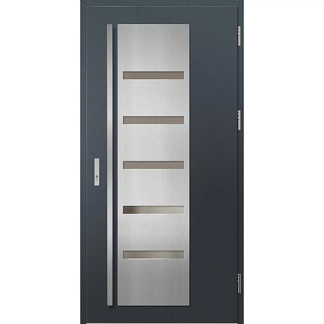 Ocelové vchodové dveře - AMBERG 1 - Antracit Struktura, Label Inox Ocelové vchodové dveře ERKADO - AMBERG 1 - Antracit Struktura, Label Inox