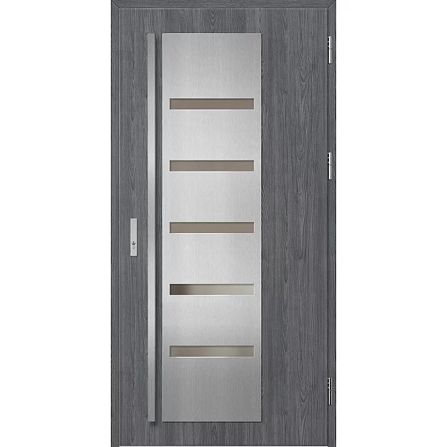 Ocelové vchodové dveře - AMBERG 1 - Dub Antracit, Label Inox Ocelové vchodové dveře ERKADO - AMBERG 1 - Dub Antracit, Label Inox