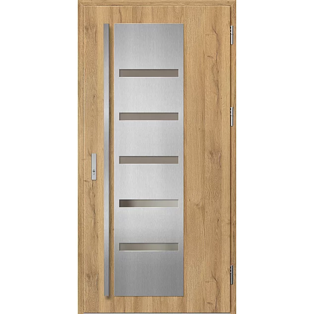 Ocelové vchodové dveře - AMBERG 1 - Dub Natur, Label Inox Ocelové vchodové dveře ERKADO - AMBERG 1 - Dub Natur, Label Inox