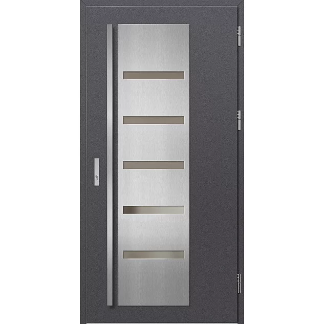 Ocelové vchodové dveře - AMBERG 1 - Hladký Antracit, Label Inox Ocelové vchodové dveře ERKADO - AMBERG 1 - Hladký Antracit, Label Inox