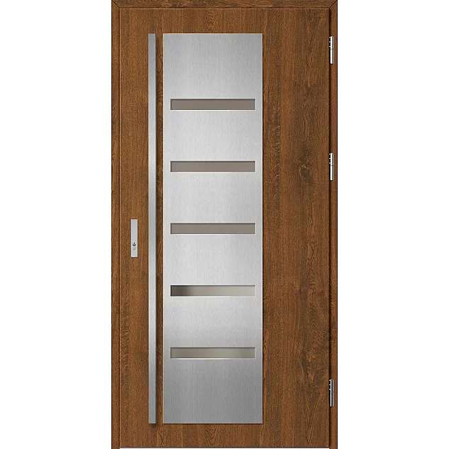 Ocelové vchodové dveře - AMBERG 1 - Ořech, Label Inox Ocelové vchodové dveře ERKADO - AMBERG 1 - Ořech, Label Inox
