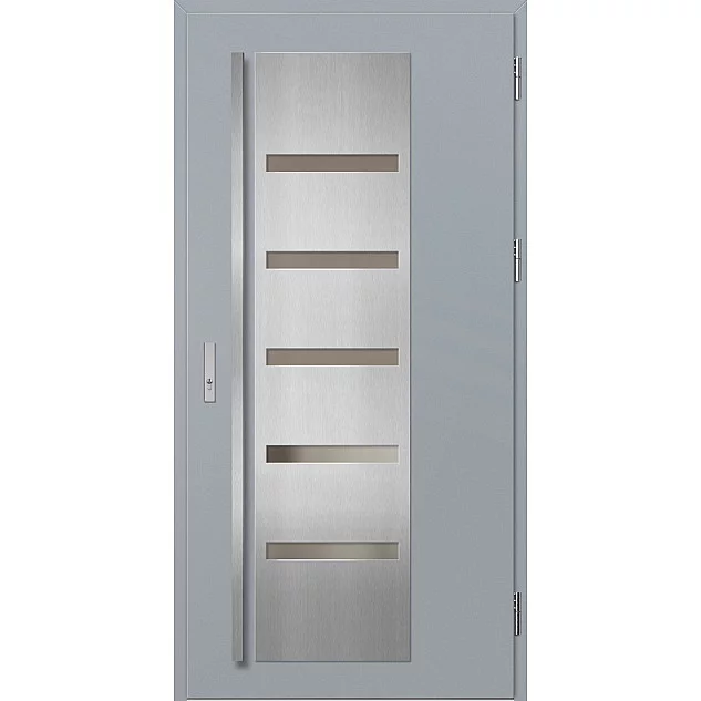 Ocelové vchodové dveře - AMBERG 1 - Šedá, Label Inox Ocelové vchodové dveře ERKADO - AMBERG 1 - Šedá, Label Inox