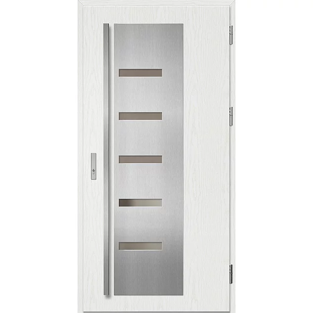 Ocelové vchodové dveře - AMBERG 2 - Borovice Bílá, Label Inox Ocelové vchodové dveře ERKADO - AMBERG 2 - Borovice Bílá, Label Inox