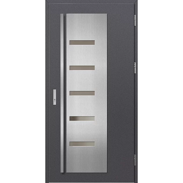 Ocelové vchodové dveře - AMBERG 2 - Hladký Antracit, Label Inox Ocelové vchodové dveře ERKADO - AMBERG 2 - Hladký Antracit, Label Inox