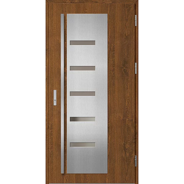 Ocelové vchodové dveře - AMBERG 2 - Ořech, Label Inox Ocelové vchodové dveře ERKADO - AMBERG 2 - Ořech, Label Inox