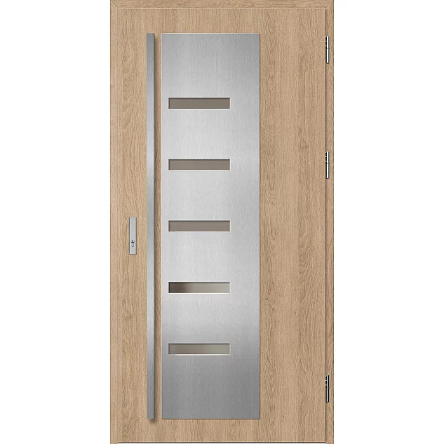 Ocelové vchodové dveře - AMBERG 2 - Surový Dub, Label Inox Ocelové vchodové dveře ERKADO - AMBERG 2 - Surový Dub, Label Inox