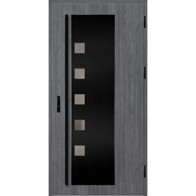 Ocelové vchodové dveře - AMBERG 4 - Dub Antracit, Label Black Ocelové vchodové dveře ERKADO - AMBERG 4 - Dub Antracit, Label Black