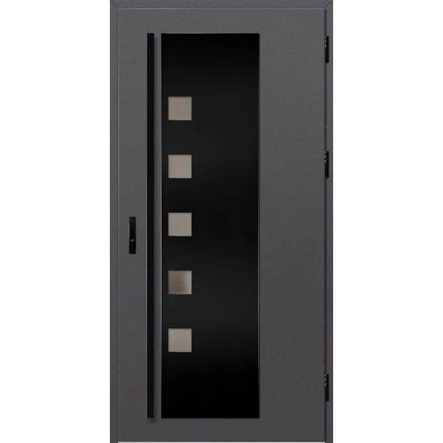 Ocelové vchodové dveře - AMBERG 4 - Hladký Antracit, Label Black Ocelové vchodové dveře ERKADO - AMBERG 4 - Hladký Antracit, Label Black