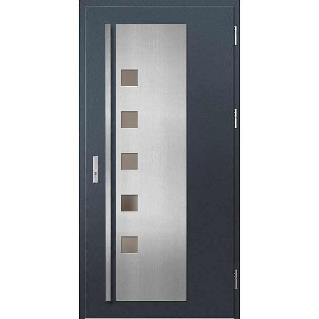Ocelové vchodové dveře ERKADO - AMBERG 4 - Antracit Struktura, Label Inox