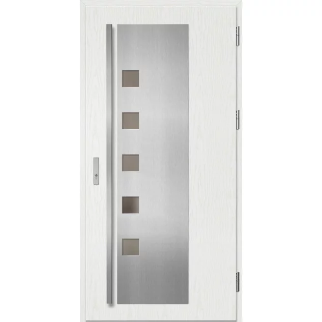 Ocelové vchodové dveře - AMBERG 4 - Borovice Bílá, Label Inox Ocelové vchodové dveře ERKADO - AMBERG 4 - Borovice Bílá, Label Inox