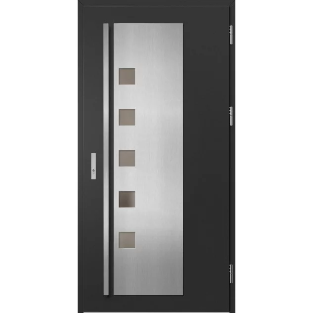 Ocelové vchodové dveře - AMBERG 4 - Černá, Label Inox Ocelové vchodové dveře ERKADO - AMBERG 4 - Černá, Label Inox