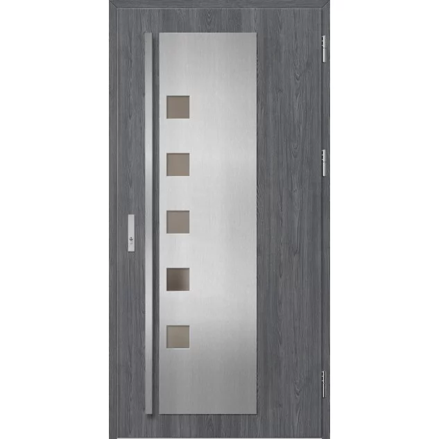 Ocelové vchodové dveře - AMBERG 4 - Dub Antracit, Label Inox Ocelové vchodové dveře ERKADO - AMBERG 4 - Dub Antracit, Label Inox