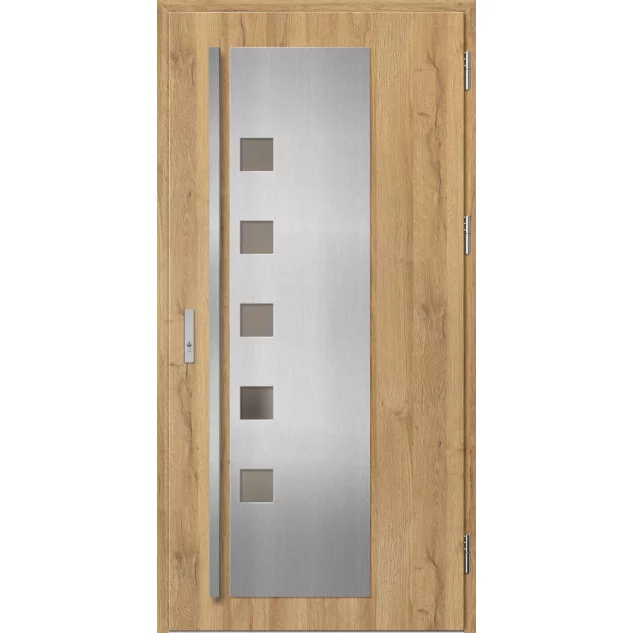 Ocelové vchodové dveře - AMBERG 4 - Dub Natur, Label Inox Ocelové vchodové dveře ERKADO - AMBERG 4 - Dub Natur, Label Inox