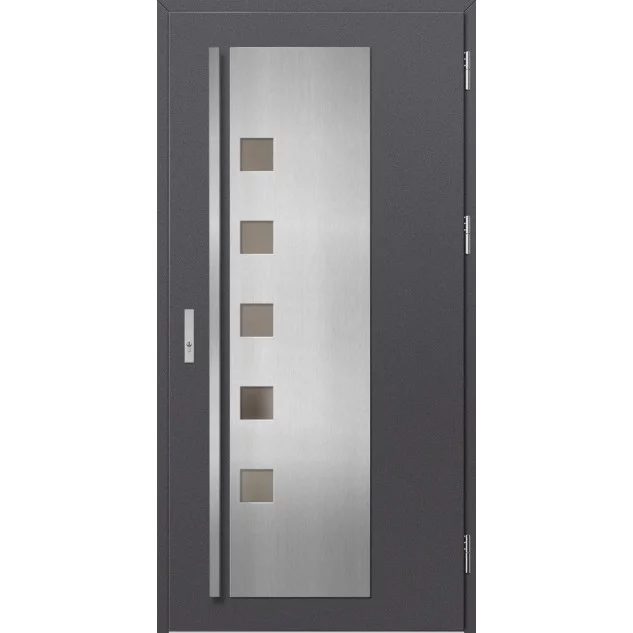 Ocelové vchodové dveře - AMBERG 4 - Hladký Antracit, Label Inox Ocelové vchodové dveře ERKADO - AMBERG 4 - Hladký Antracit, Label Inox
