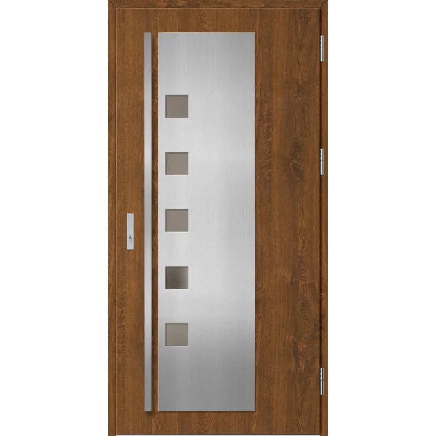 Ocelové vchodové dveře - AMBERG 4 - Ořech, Label Inox Ocelové vchodové dveře ERKADO - AMBERG 4 - Ořech, Label Inox