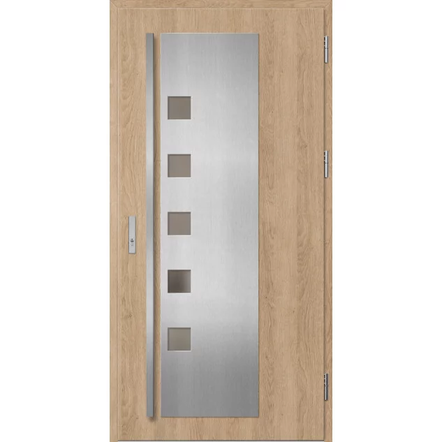 Ocelové vchodové dveře - AMBERG 4 - Surový Dub, Label Inox Ocelové vchodové dveře ERKADO - AMBERG 4 - Surový Dub, Label Inox