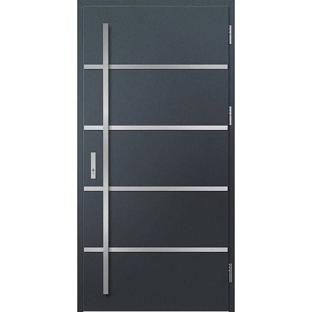 Ocelové vchodové dveře - BIENE 1 - Antracit Struktura, Label Inox Ocelové vchodové dveře ERKADO - BIENE 1 - Antracit Struktura, Label Inox