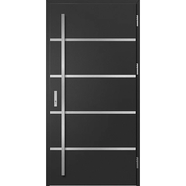Ocelové vchodové dveře - BIENE 1 - Černá, Label Inox Ocelové vchodové dveře ERKADO - BIENE 1 - Černá, Label Inox