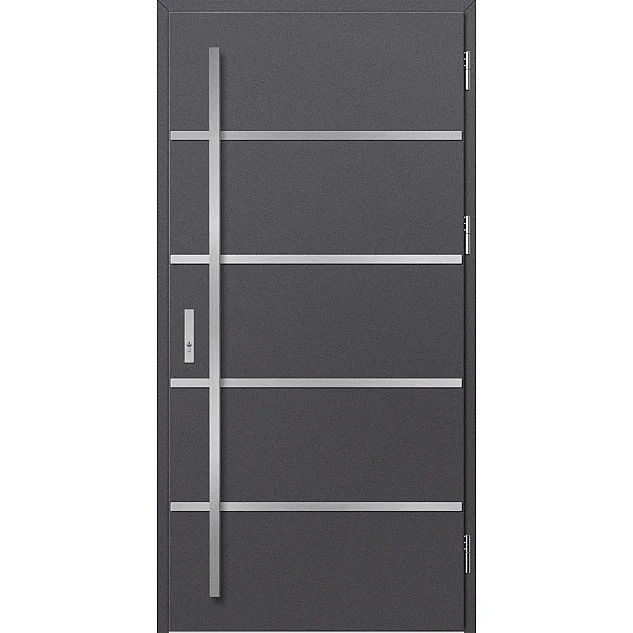 Ocelové vchodové dveře - BIENE 1 - Hladký Antracit, Label Inox Ocelové vchodové dveře ERKADO - BIENE 1 - Hladký Antracit, Label Inox