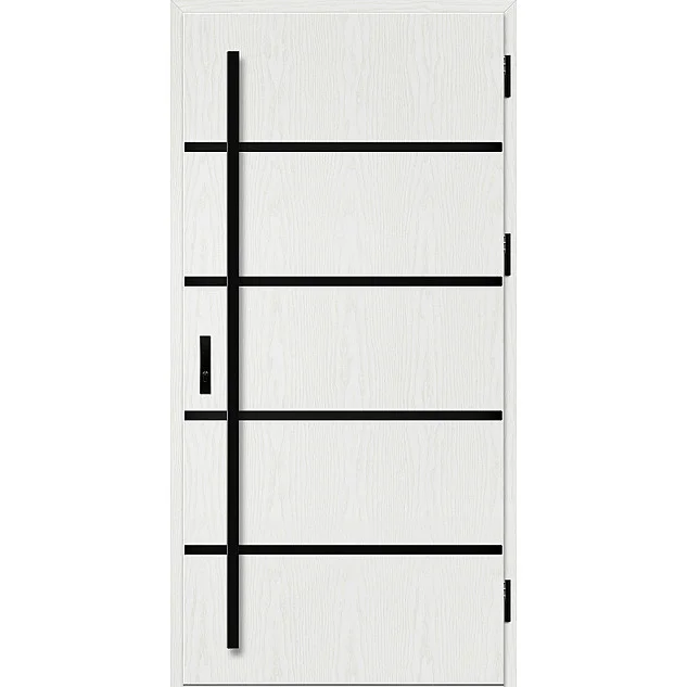 Ocelové vchodové dveře - BIENE 1 - Borovice Bílá, Stamp Black Ocelové vchodové dveře ERKADO - BIENE 1 - Borovice Bílá, Stamp Black