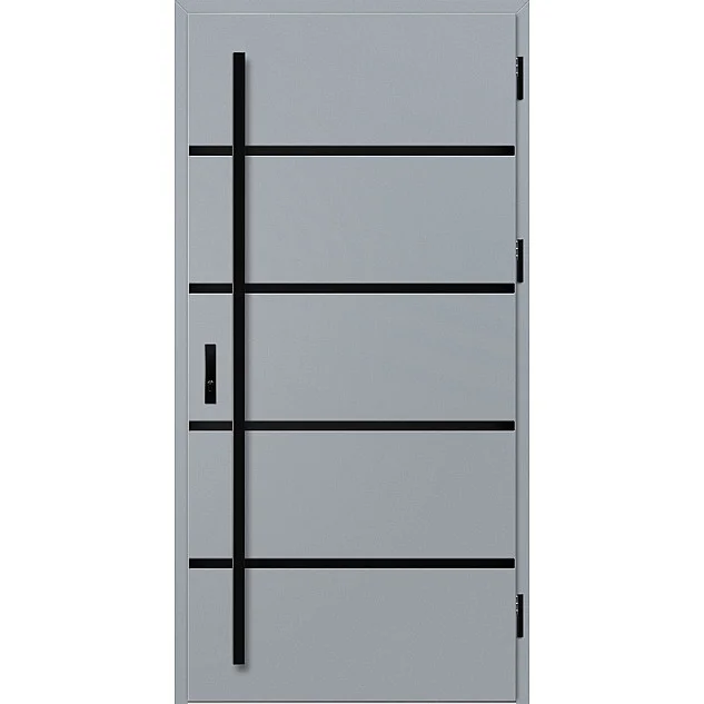 Ocelové vchodové dveře - BIENE 1 - Šedá, Stamp Black Ocelové vchodové dveře ERKADO - BIENE 1 - Šedá, Stamp Black