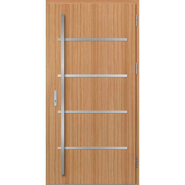 Ocelové vchodové dveře ERKADO - BIENE 2 - Borovice horská, Label Inox