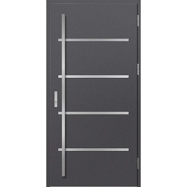 Ocelové vchodové dveře - BIENE 2 - Hladký Antracit, Label Inox Ocelové vchodové dveře ERKADO - BIENE 2 - Hladký Antracit, Label Inox