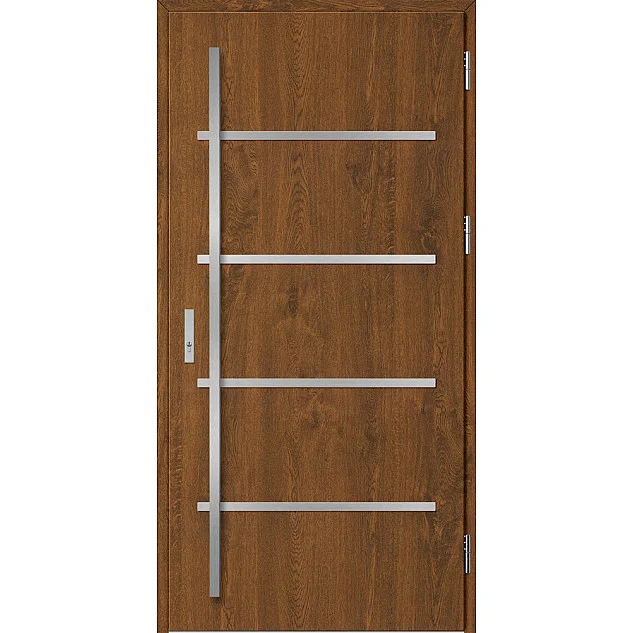 Ocelové vchodové dveře - BIENE 2 - Ořech, Label Inox Ocelové vchodové dveře ERKADO - BIENE 2 - Ořech, Label Inox