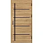 Ocelové vchodové dveře - BIENE 2 - Dub Natur Příčný, Stamp Black Ocelové vchodové dveře ERKADO - BIENE 2 - Dub Natur Příčný, Stamp Black
