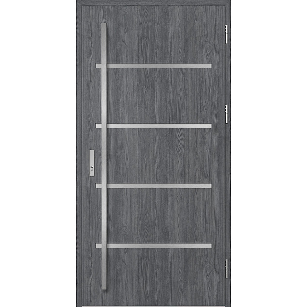 Ocelové vchodové dveře ERKADO - BIENE 2 - Dub Antracit, Stamp Inox