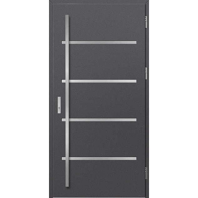 Ocelové vchodové dveře ERKADO - BIENE 2 - Hladký Antracit, Stamp Inox