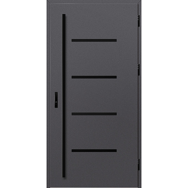 Ocelové vchodové dveře ERKADO - BIENE 3 - Hladký Antracit, Label Black