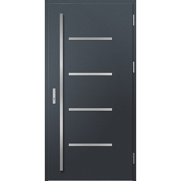 Ocelové vchodové dveře ERKADO - BIENE 3 - Antracit Struktura, Label Inox