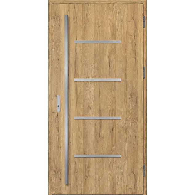 Ocelové vchodové dveře - BIENE 3 - Dub Natur, Label Inox Ocelové vchodové dveře ERKADO - BIENE 3 - Dub Natur, Label Inox