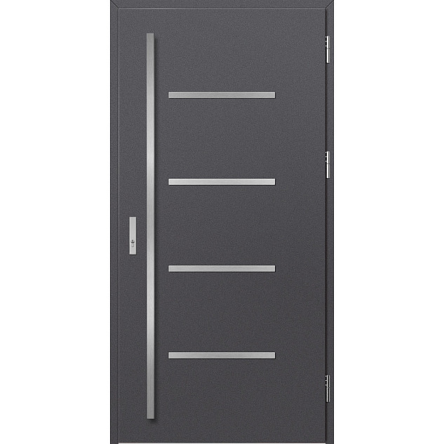 Ocelové vchodové dveře ERKADO - BIENE 3 - Hladký Antracit, Label Inox