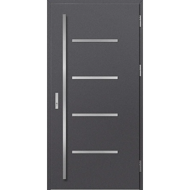 Ocelové vchodové dveře - BIENE 3 - Hladký Antracit, Label Inox Ocelové vchodové dveře ERKADO - BIENE 3 - Hladký Antracit, Label Inox