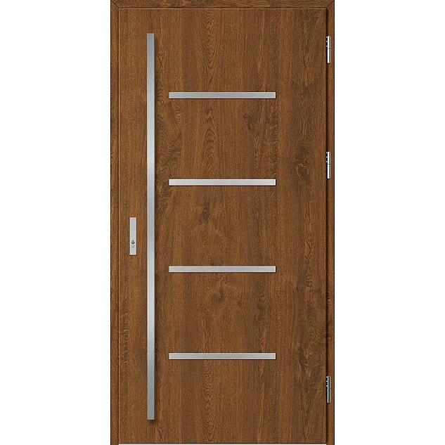 Ocelové vchodové dveře - BIENE 3 - Ořech, Label Inox Ocelové vchodové dveře ERKADO - BIENE 3 - Ořech, Label Inox