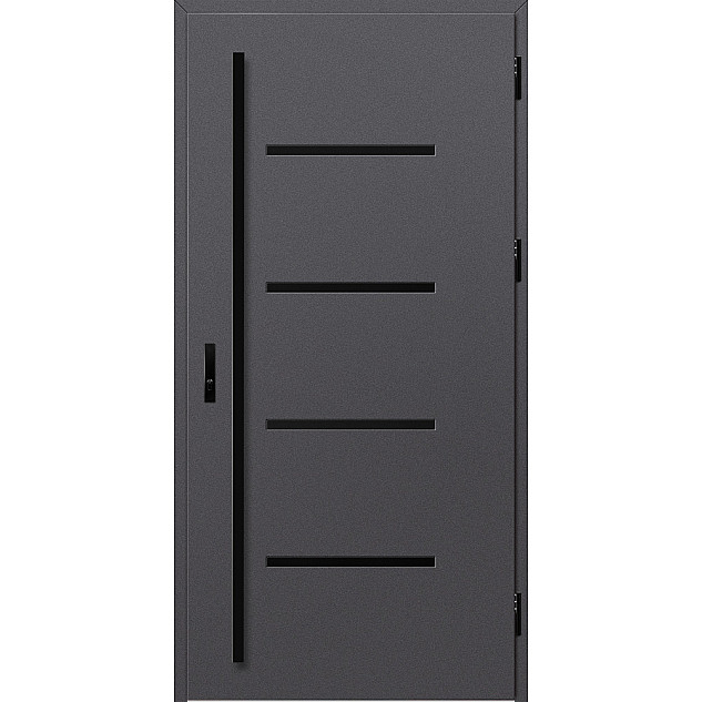 Ocelové vchodové dveře ERKADO - BIENE 3 - Hladký Antracit, Stamp Black