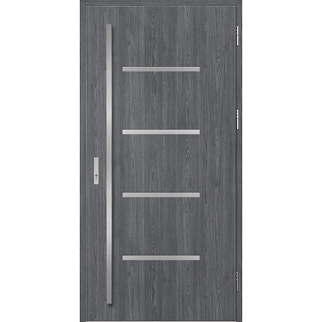 Ocelové vchodové dveře ERKADO - BIENE 3 - Dub Antracit, Stamp Inox