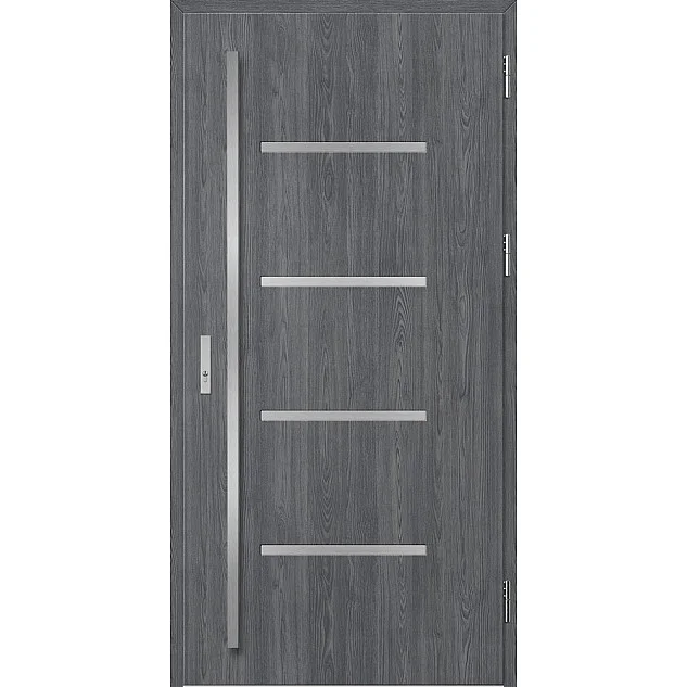 Ocelové vchodové dveře - BIENE 3 - Dub Antracit, Stamp Inox Ocelové vchodové dveře ERKADO - BIENE 3 - Dub Antracit, Stamp Inox