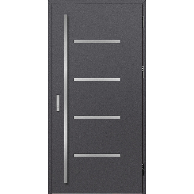 Ocelové vchodové dveře ERKADO - BIENE 3 - Hladký Antracit, Stamp Inox