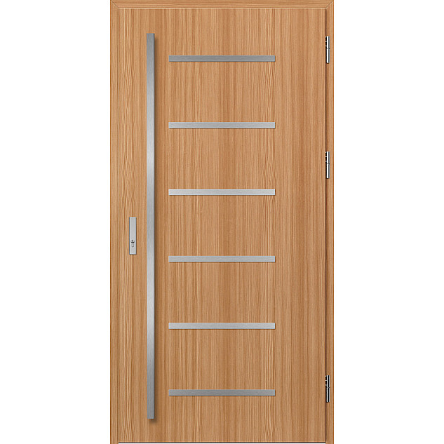 Ocelové vchodové dveře ERKADO - BIENE 4 - Borovice horská, Label Inox