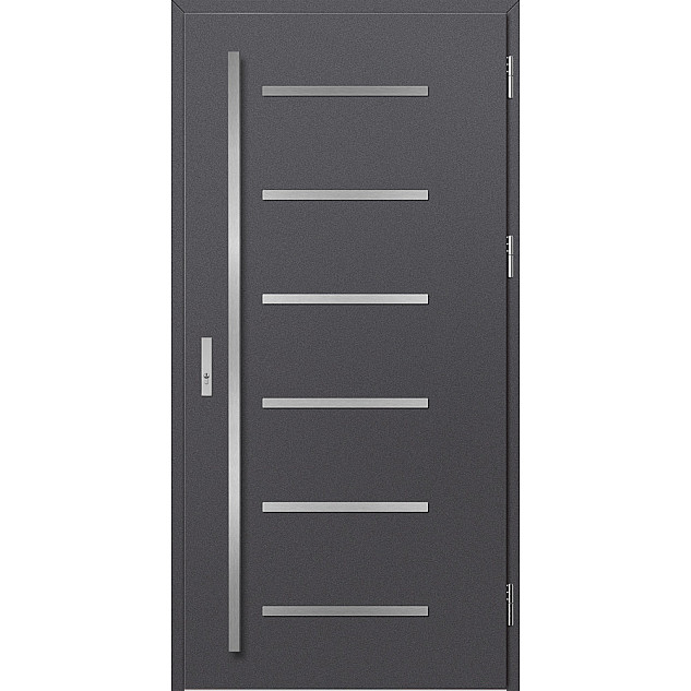 Ocelové vchodové dveře ERKADO - BIENE 4 - Hladký Antracit, Label Inox