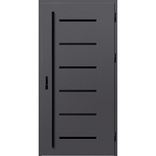 Ocelové vchodové dveře ERKADO - BIENE 4 - Hladký Antracit, Stamp Black