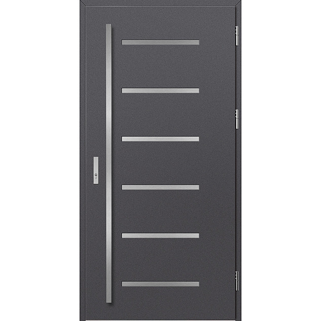 Ocelové vchodové dveře ERKADO - BIENE 4 - Hladký Antracit, Stamp Inox