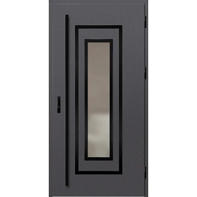 Ocelové vchodové dveře - EBERN 1 - Hladký Antracit, Label Black Ocelové vchodové dveře ERKADO - EBERN 1 - Hladký Antracit, Label Black