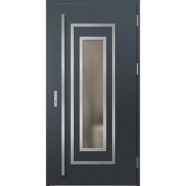 Ocelové vchodové dveře - EBERN 1 - Antracit Struktura, Label Inox Ocelové vchodové dveře ERKADO - EBERN 1 - Antracit Struktura, Label Inox